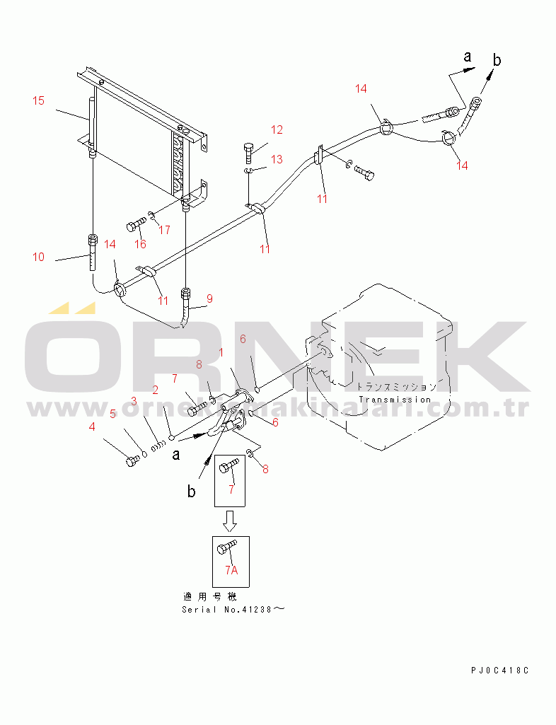 Komatsu D31S-20 S/N 41001-UP OIL COOLER PIPING