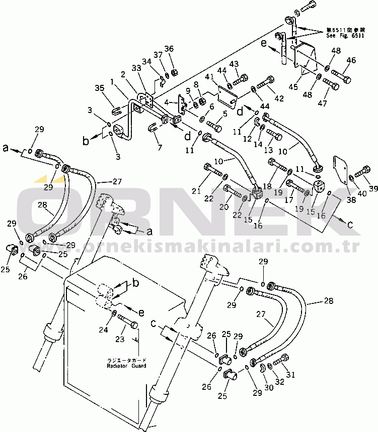 Komatsu D375A-2 S/N 16001-UP HYDRAULIC PIPING (BLADE LIFT LINE) (2/2)