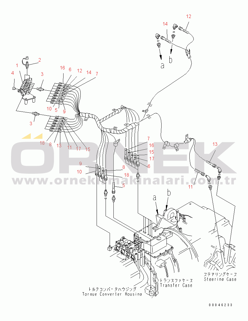 Komatsu D375A-5 S/N 55001-UP (W/O EGR) POWER TRAIN (CONCENTRATED PIPING) (1/2)