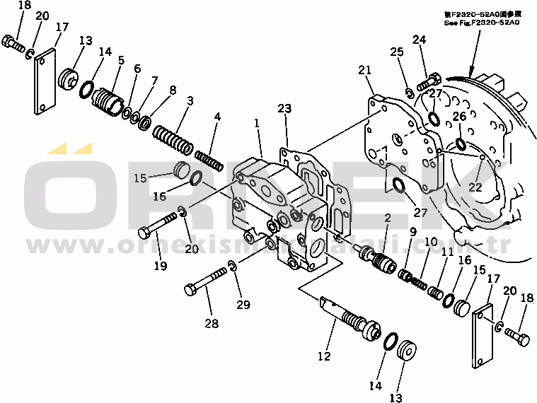 Komatsu D37P-5A S/N 1549-3000 & A1649-UP TRANSMISSION VALVE (MODULATION)