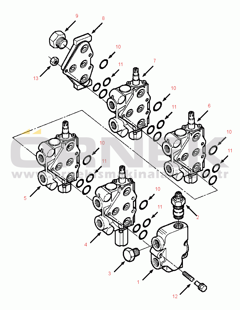 Komatsu D38E-1/P-1 S/N P085501-P085798 FOUR SPOOL CONTROL VALVE