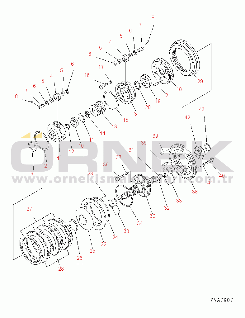 Komatsu D53A-18 S/N 83001-UP TORQFLOW TRANSMISSION (1ST CLUTCH AND OUT-PUT SHAFT) (6/7)