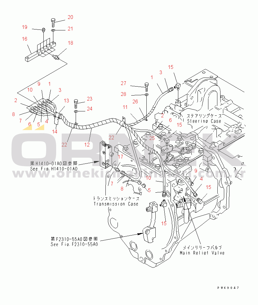 Komatsu D61EX-12A-W S/N B3001-UP POWER LINE HSS PIPING (CONCENTRATED PIPING)