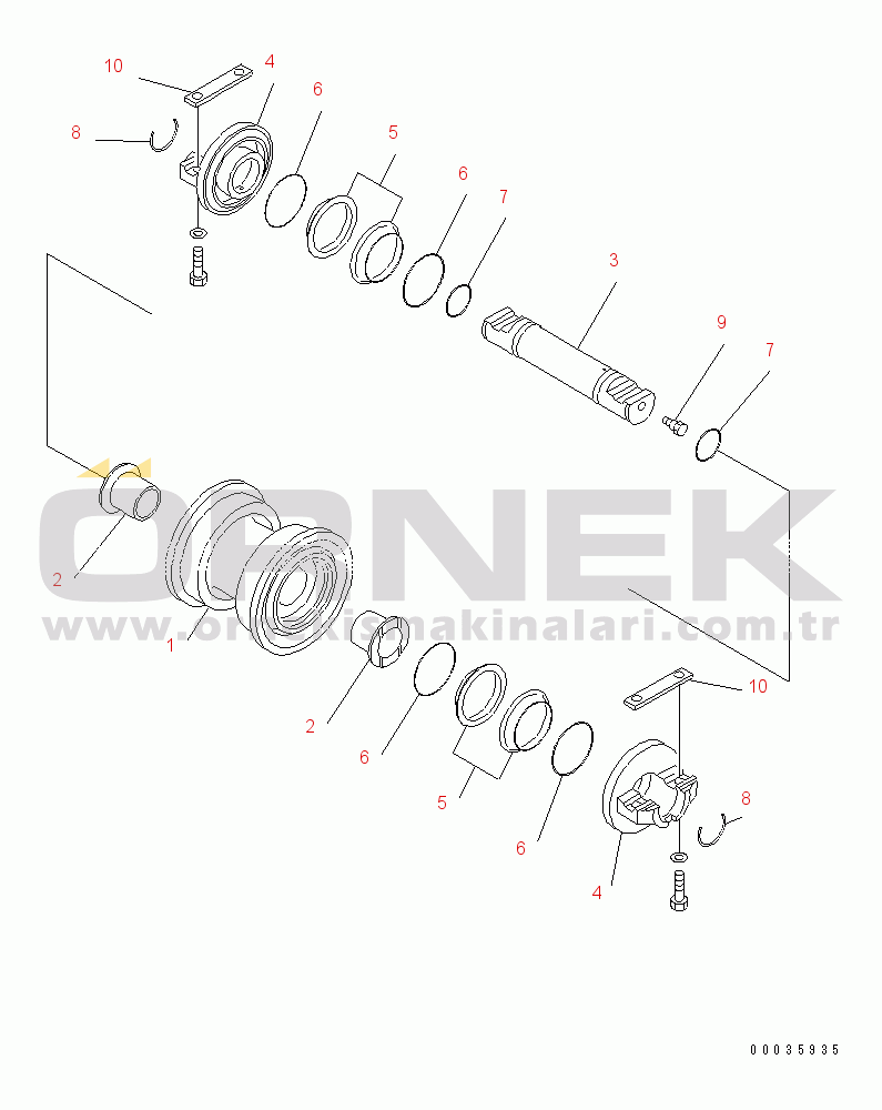 Komatsu D65EX-15 S/N 67001-UP (Trimming Dozer, For ‚bhina) TRACK ROLLER (SINGLE)