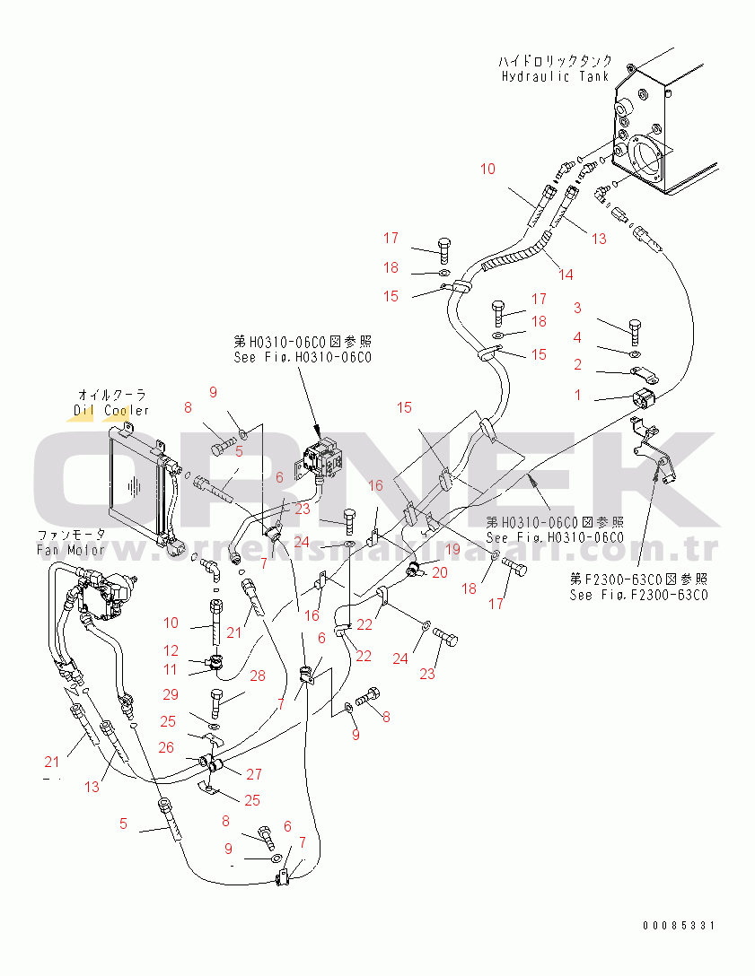 Komatsu D65PX-15E0 S/N 69001-UP (ecot3) HYDRAULIC PUMP LINE (FAN MOTOR LINE)