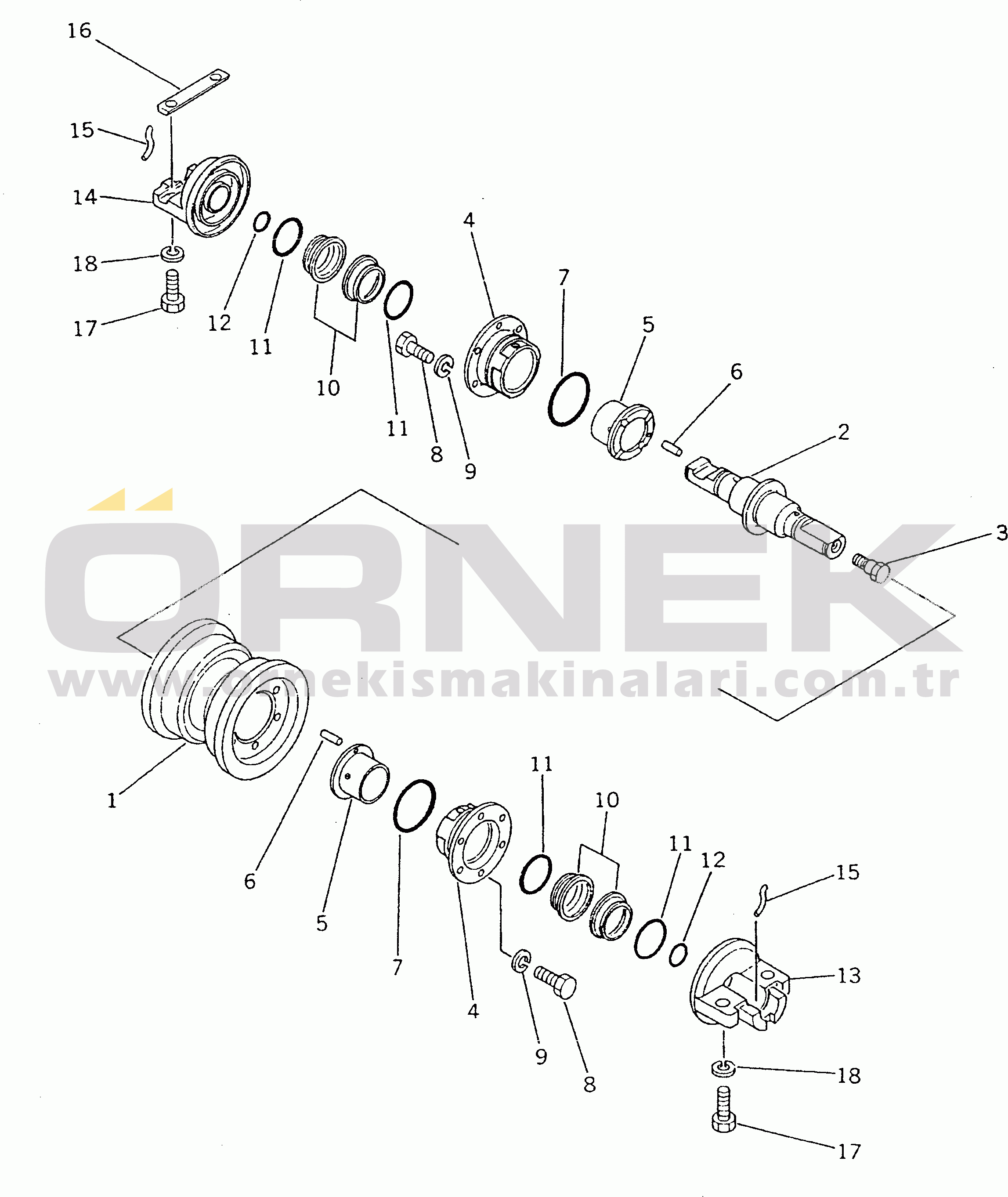 Komatsu DDM020-5L S/N 60001-UP (D20A-6) TRACK ROLLER (FOR TRIMMING DOZER)