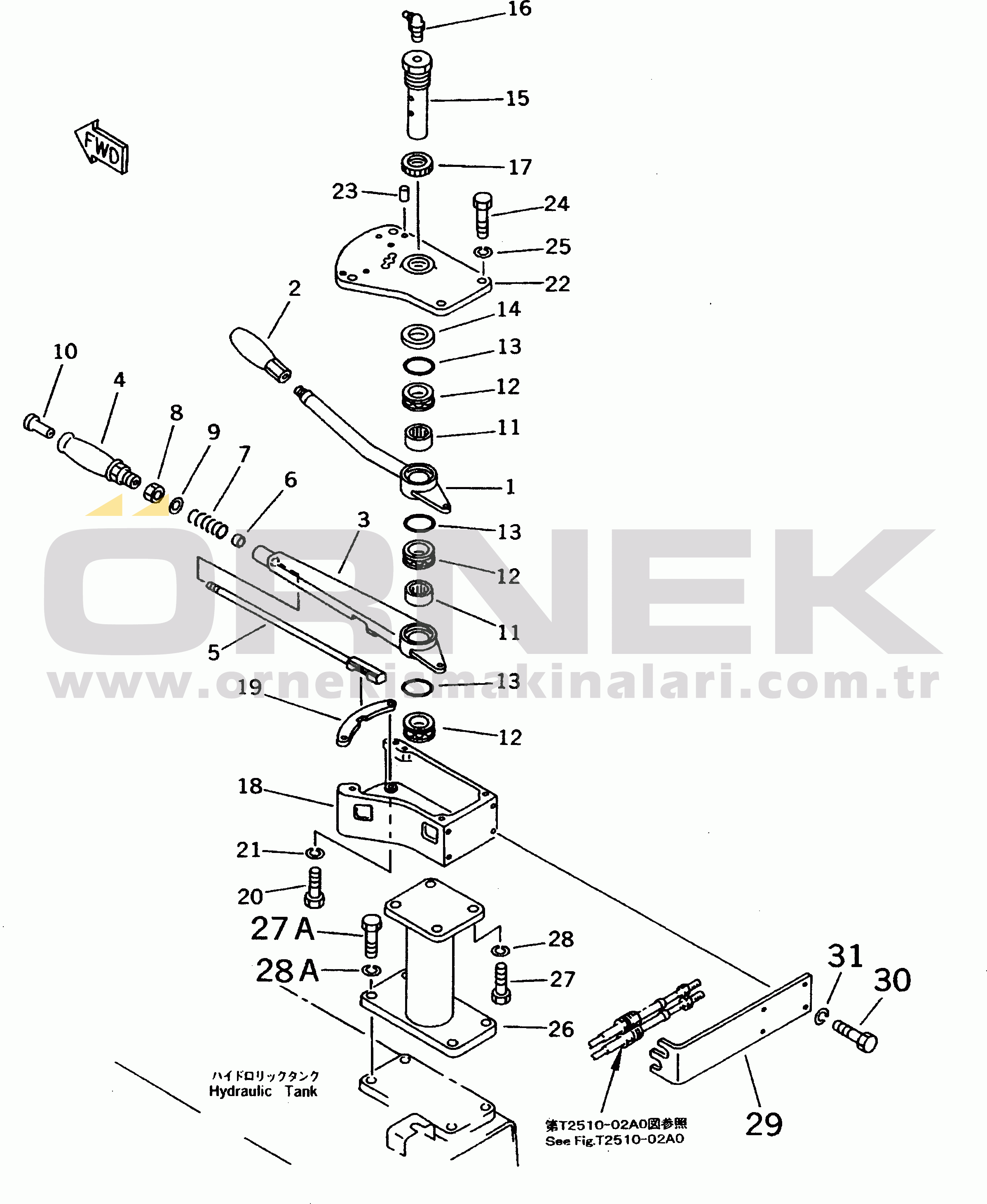 Komatsu DWT037-1B-E7 S/N 3001-UP (D31A/AM) TOWING WINCH CONTROL LEVER