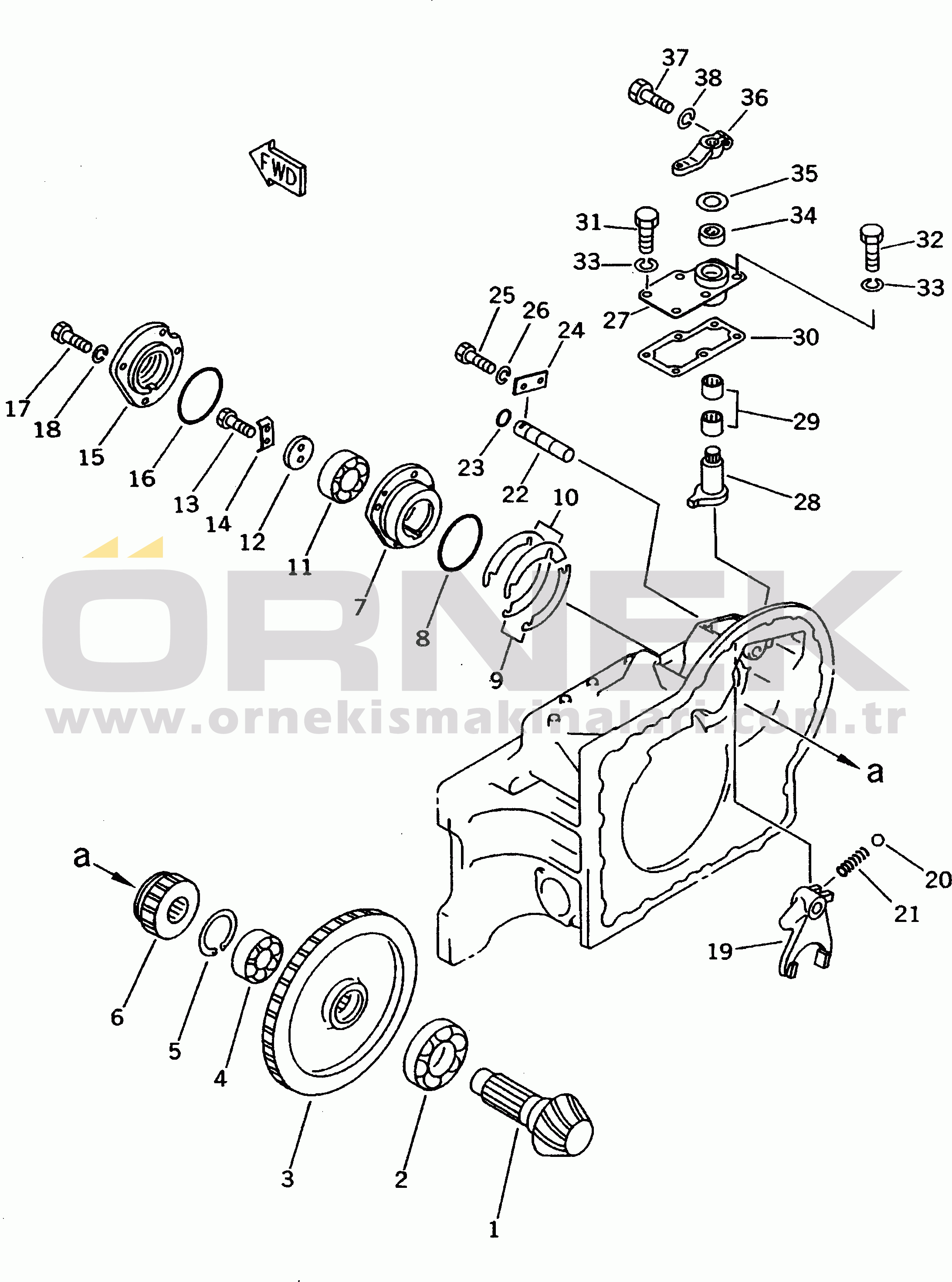 Komatsu DWT037-1B-E7 S/N 3001-UP (D31A/AM) TOWING WINCH (BEVEL PINION AND SHIFT FORK)