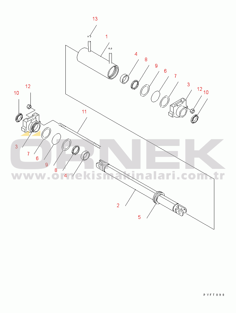 Komatsu FB20AG-12 S/N 830001-UP STEERING AXLE (FOR POWER STEERING CYLINDER INNER PARTS)