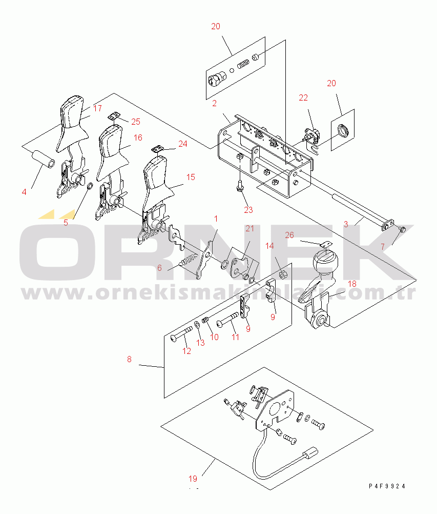 Komatsu FB20AG-12 S/N 830001-UP 3-SPOOL CONTROL VALVE LEVER (WITH F-R LEVER)