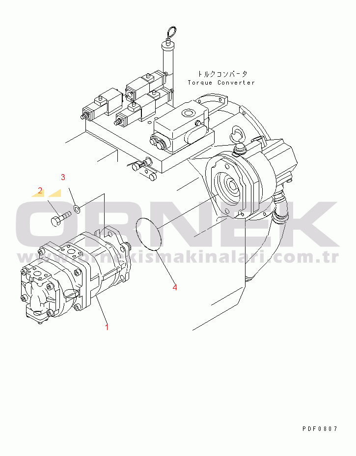 Komatsu FD100-7 S/N 6001-UP HYDRAULIC PUMP AND MOUNTING (50+50) (AIR BRAKE)