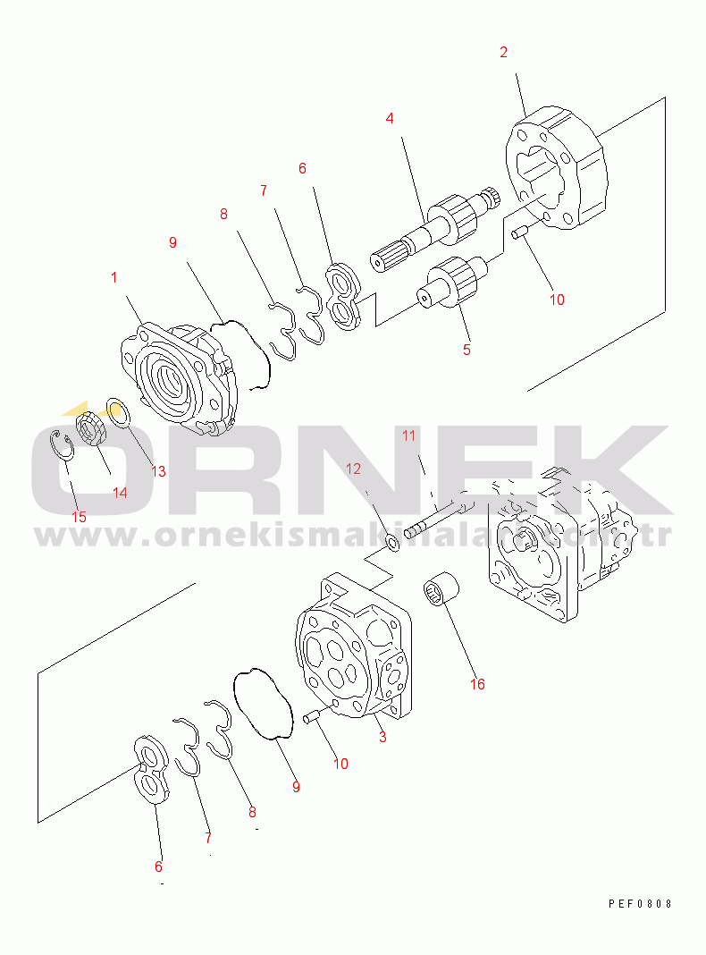 Komatsu FD100-7 S/N 6001-UP HYDRAULIC PUMP (INNER PARTS) (FOR AIR BRAKE) (1/2)