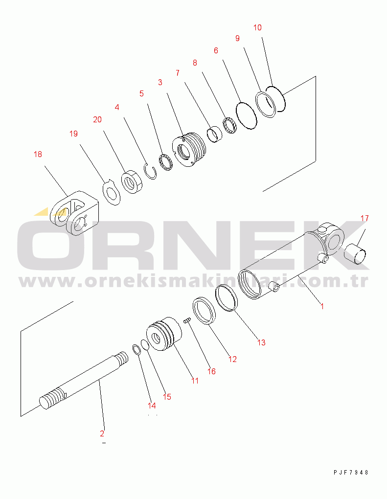 Komatsu FD100-7 S/N 6001-UP TILT CYLINDER (6Я/12Я) (INNER PARTS)(#6001-6259)