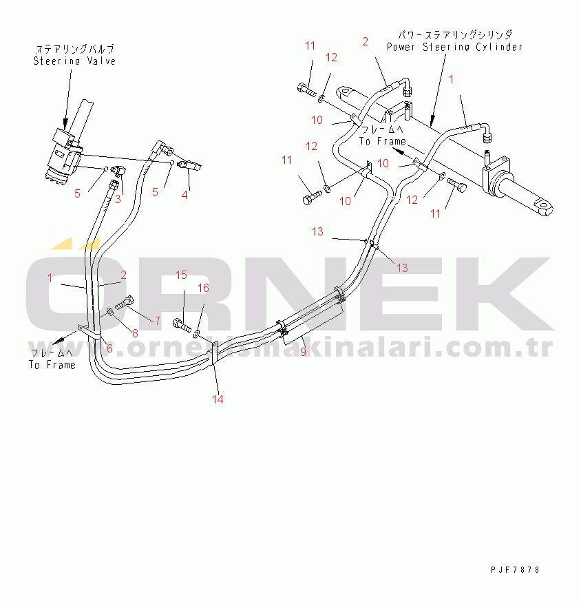 Komatsu FD100-7 S/N 6001-UP HYDRAULIC PIPING (POWER STEERING CYLINDER LINE)