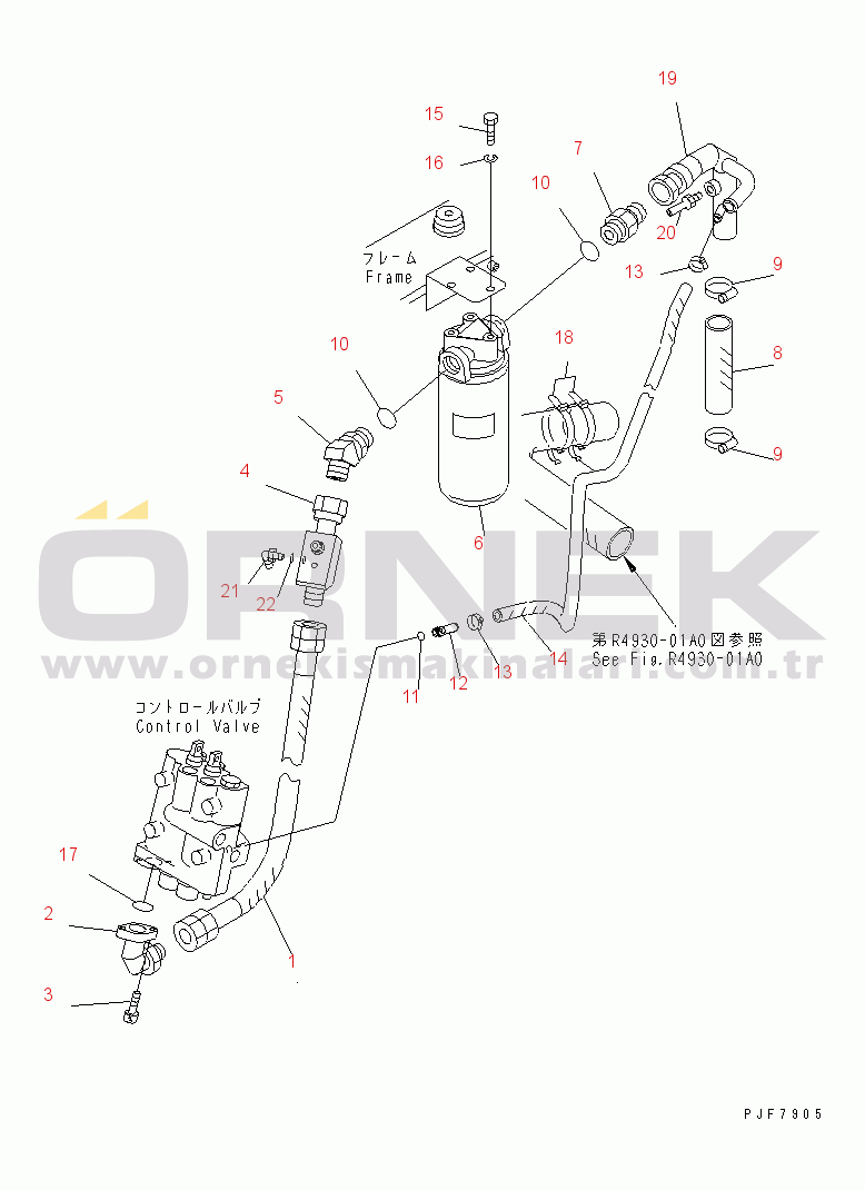 Komatsu FD100-7 S/N 6001-UP HYDRAULIC PIPING (CONTROL VALVE TO HYDRAULIC TANK)