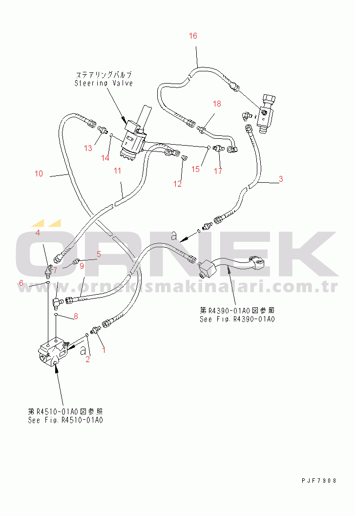 Komatsu FD100-7 S/N 6001-UP HYDRAULIC PIPING (STEERING VALVE OUT LINE) (AIR BRAKE)