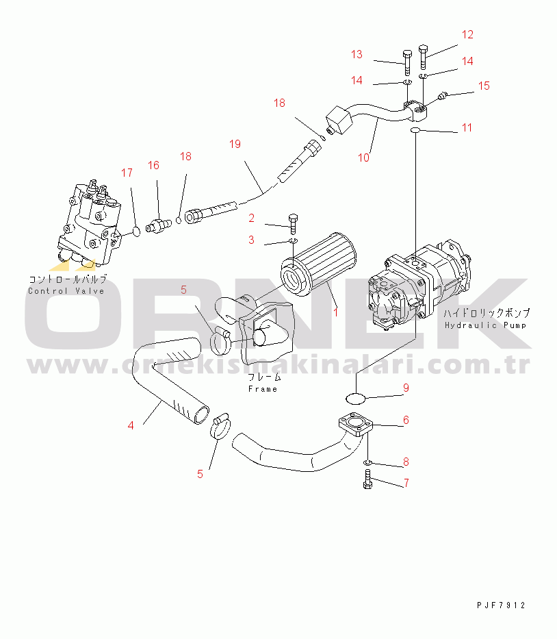 Komatsu FD100-7 S/N 6001-UP HYDRAULIC PIPING (TANK TO HYDRAULIC PUMP TO CONTROL VALVE) (HYDRAULIC POWER BRAKE)