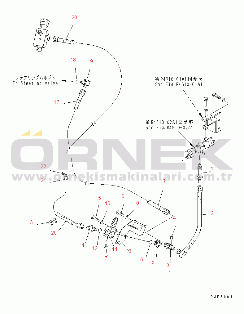Komatsu FD100-7 S/N 6001-UP HYDRAULIC PIPING (BRAKE VALVE TO STEERING VALVE)