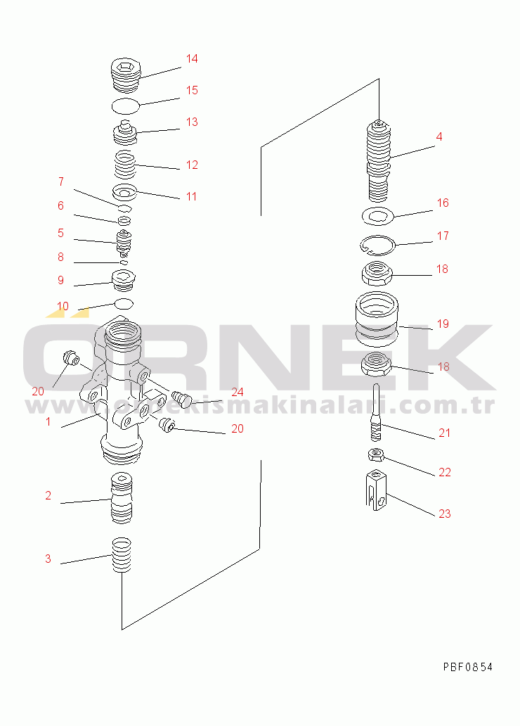 Komatsu FD100-7 S/N 6001-UP BRAKE VALVE (INNER PARTS) (HYDRAULIC POWER BRAKE)