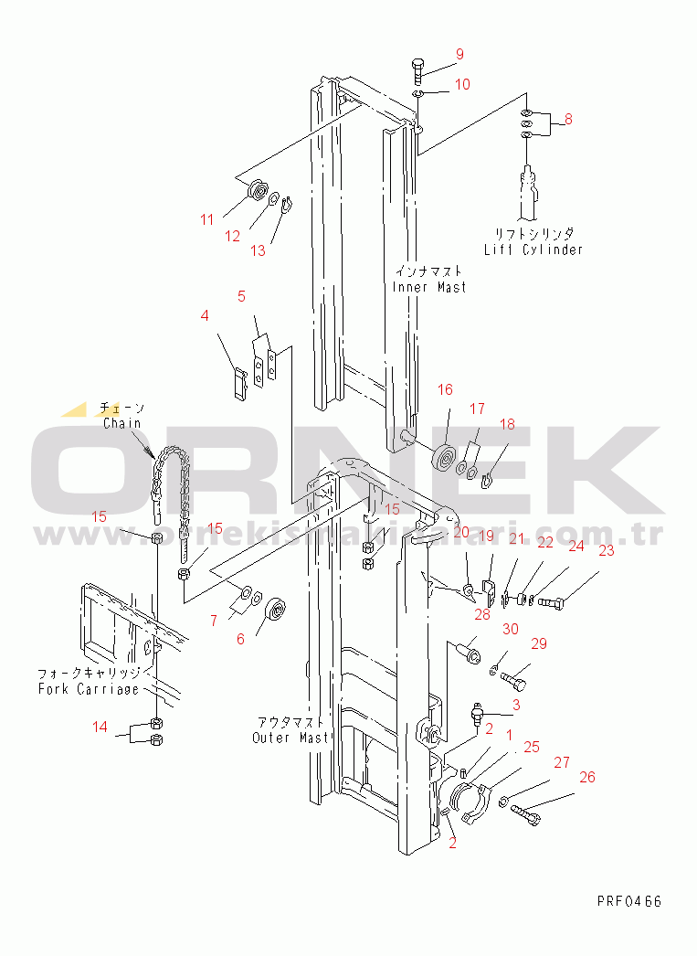 Komatsu FD10C-17 S/N 630001-UP MAST (2/2) (MAST ATTACHING PARTS)