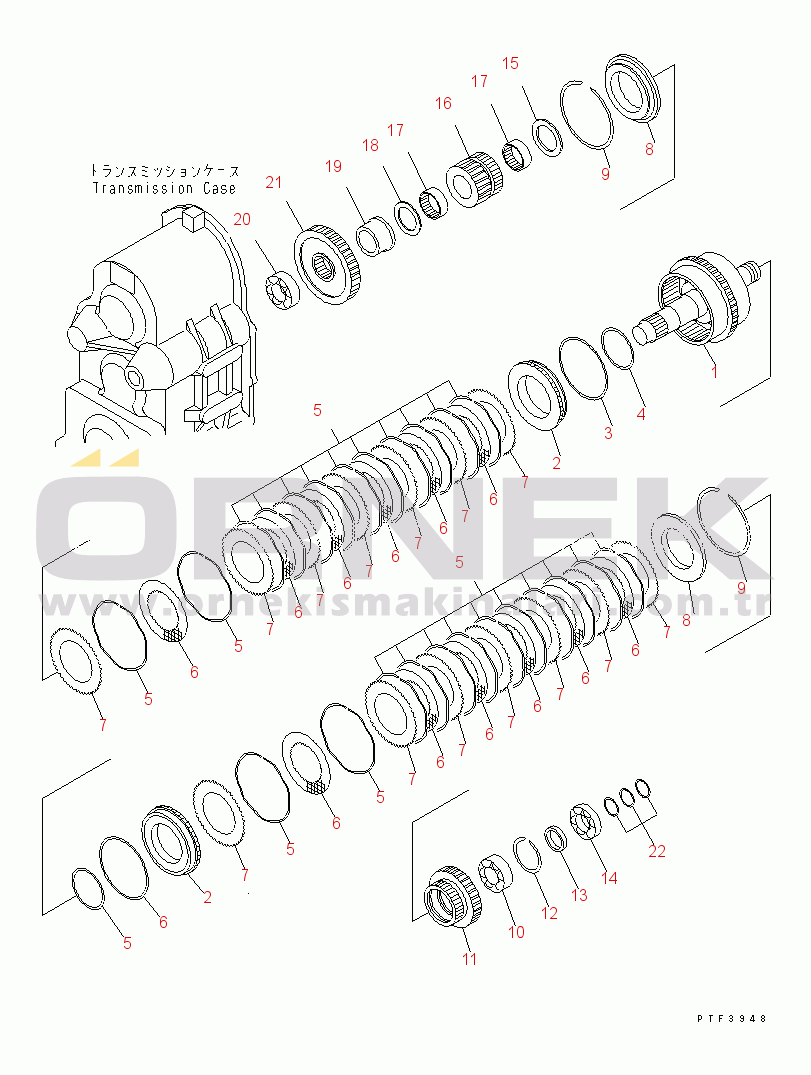 Komatsu FD200Z-6 S/N 2301-UP TRANSMISSION (3/5) (1ST AND 2ND GEAR) (INNER PARTS)