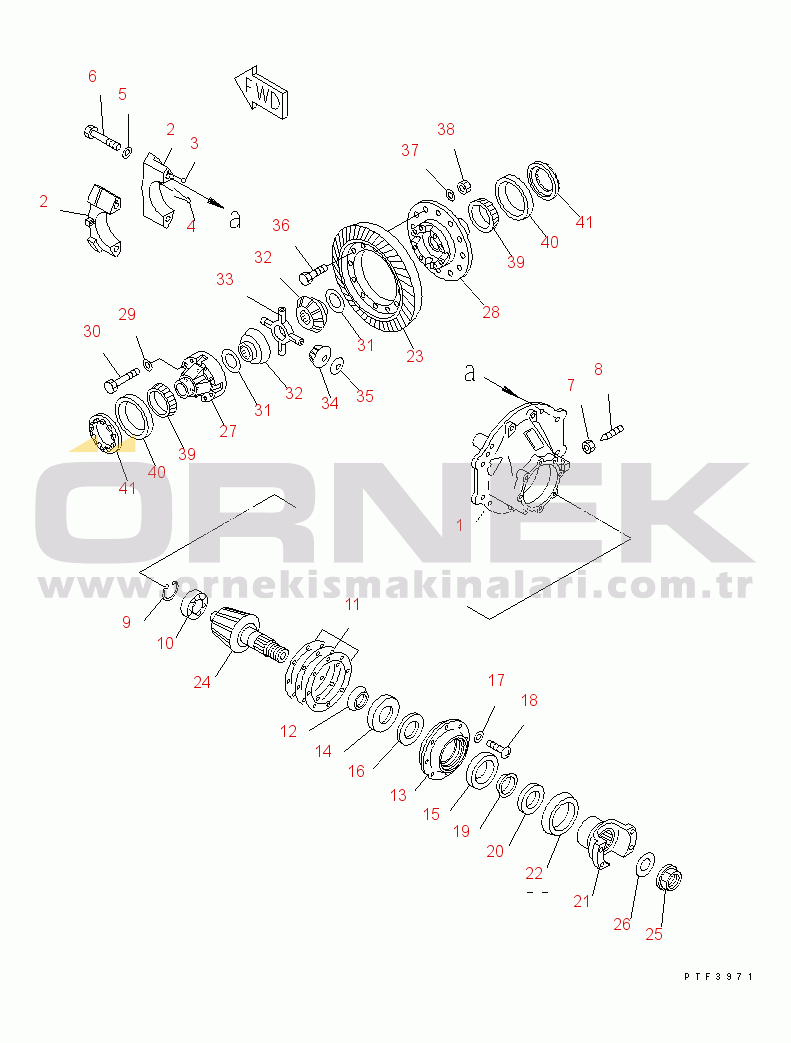 Komatsu FD200Z-6 S/N 2301-UP DRIVE AXLE (3/4) (DIFFERENTIAL GEAR) (INNER PARTS)