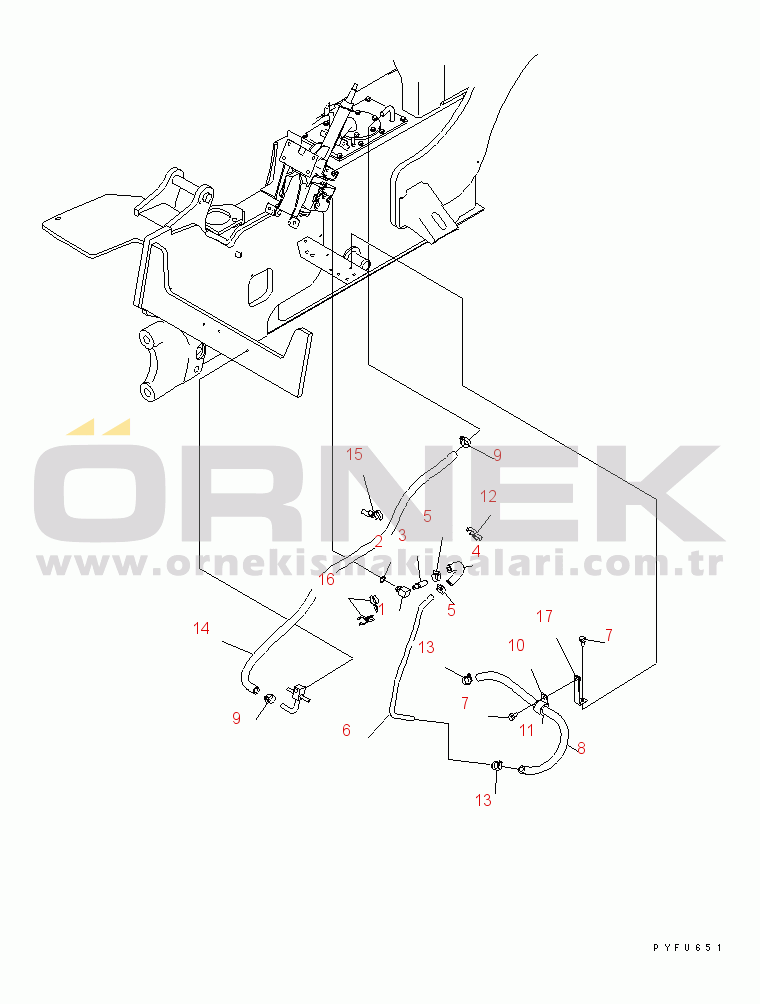 Komatsu FD50A-10-US S/N 133001-UP HYDRAULIC PIPING (POWER STEERING LINE)