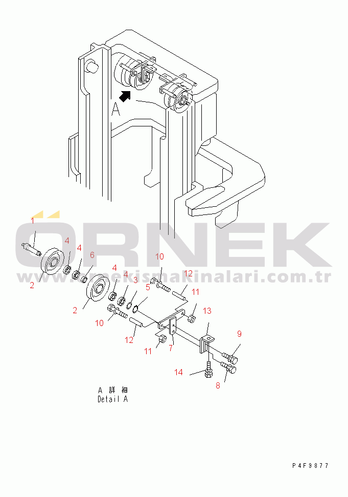Komatsu FD60-10-EC S/N 55001-UP 4-SPOOL CONTROL VALVE FV MAST PIPING (INNER PULLEY)