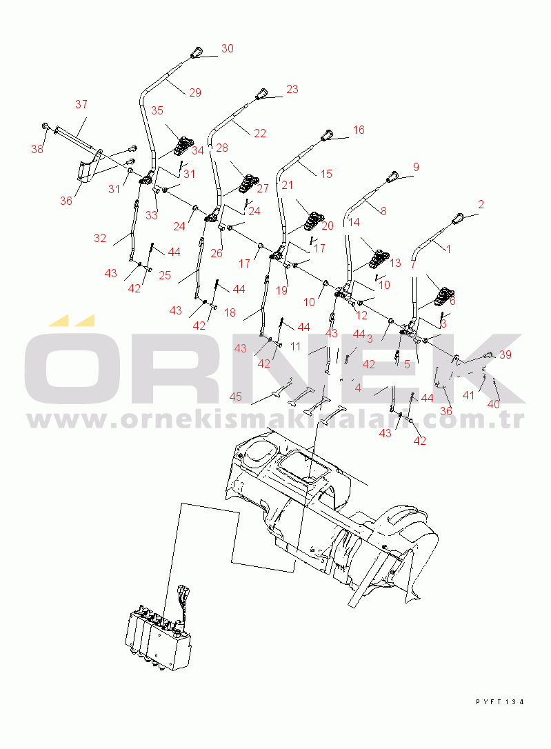 Komatsu FG15H/18H-20 S/N 650001-UP 5-SPOOL CONTROL VALVE LEVER