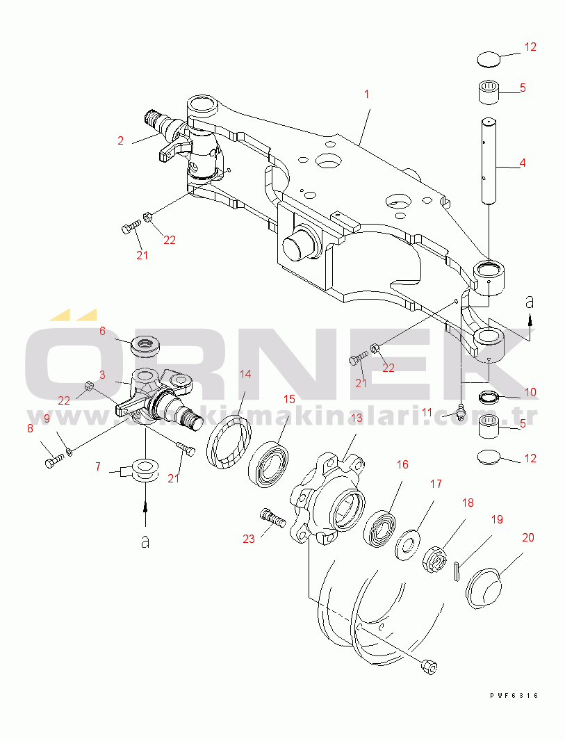 Komatsu FG20H/25H-15 S/N 570001-UP STEERING AXLE (1/2)