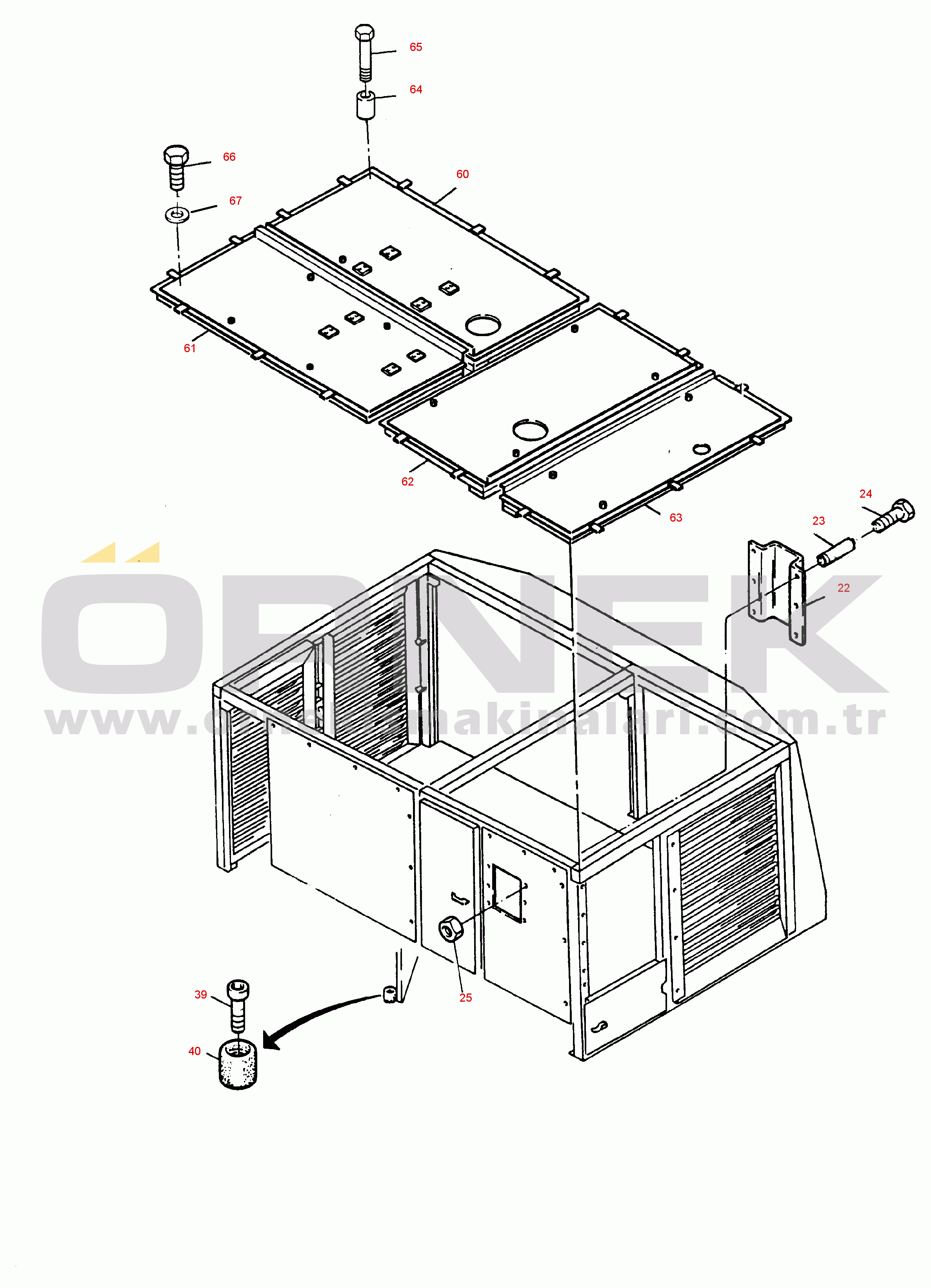 Komatsu H185S S/N 06128 Covering, Engine Housing