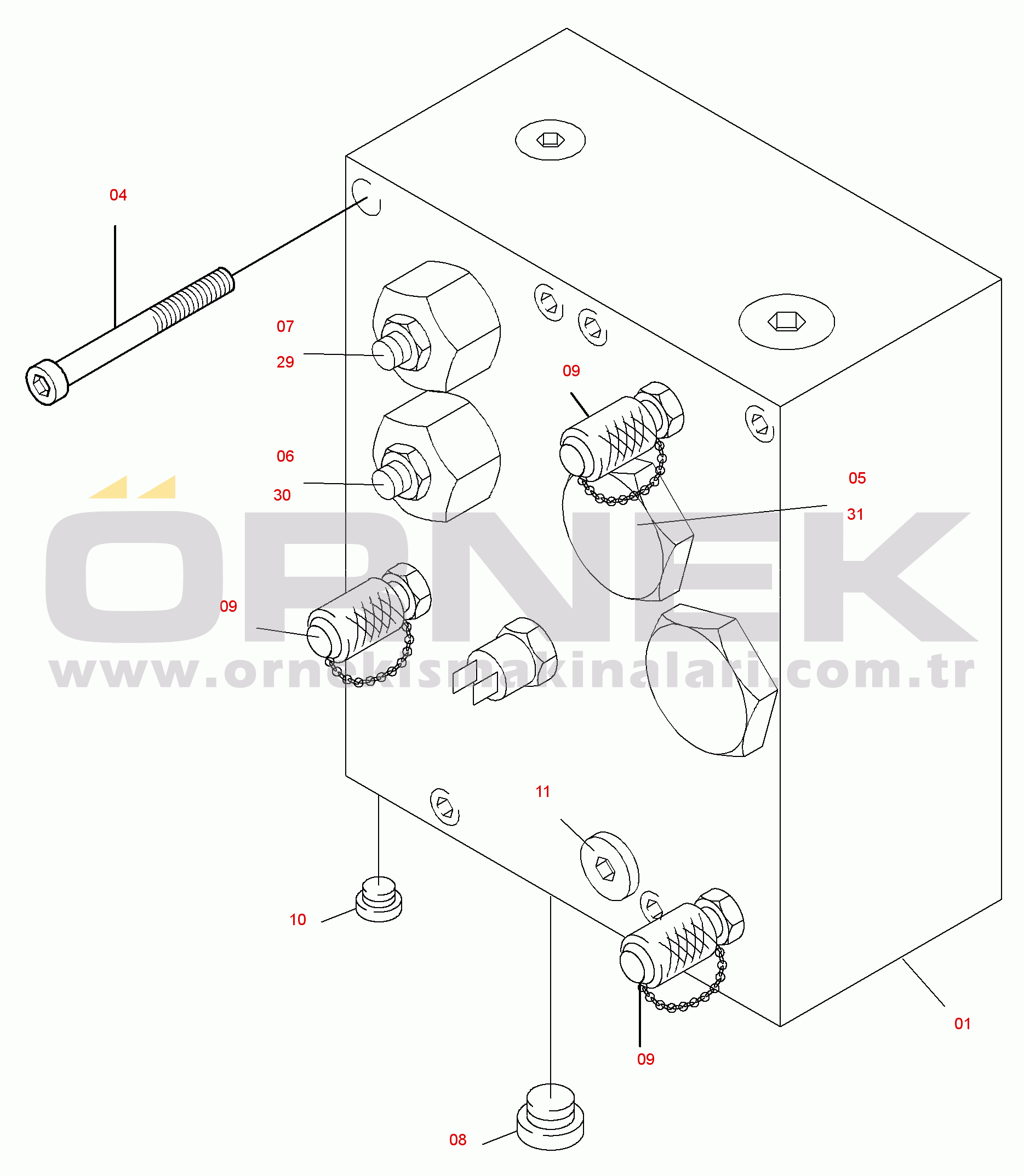 Komatsu PC3000-6 S/N 06232 Valve - Pilot oil block 1 Drive