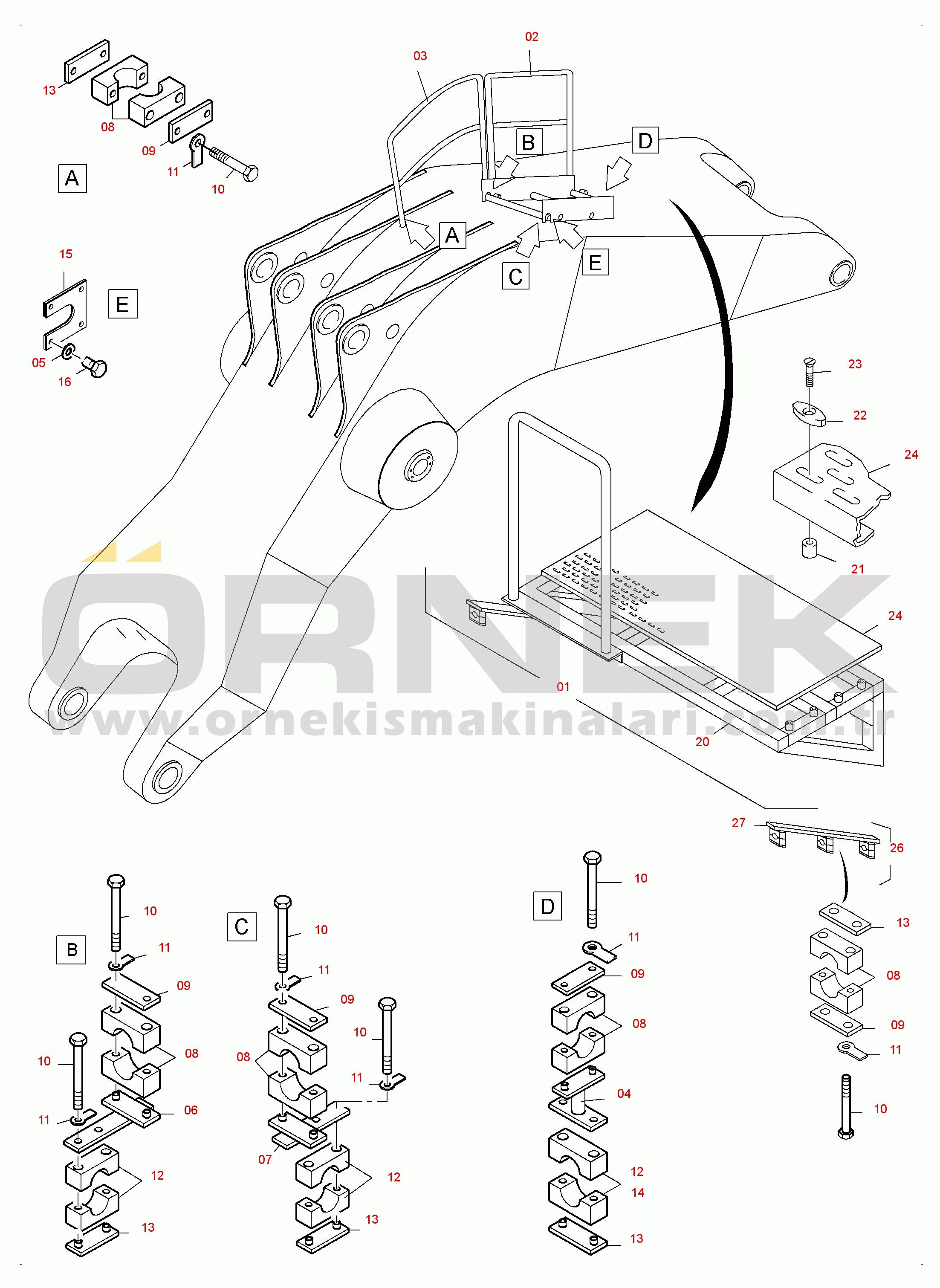 Komatsu PC3000-6 S/N 06281 Ladder with rail - Backhoe boom 8.6m
