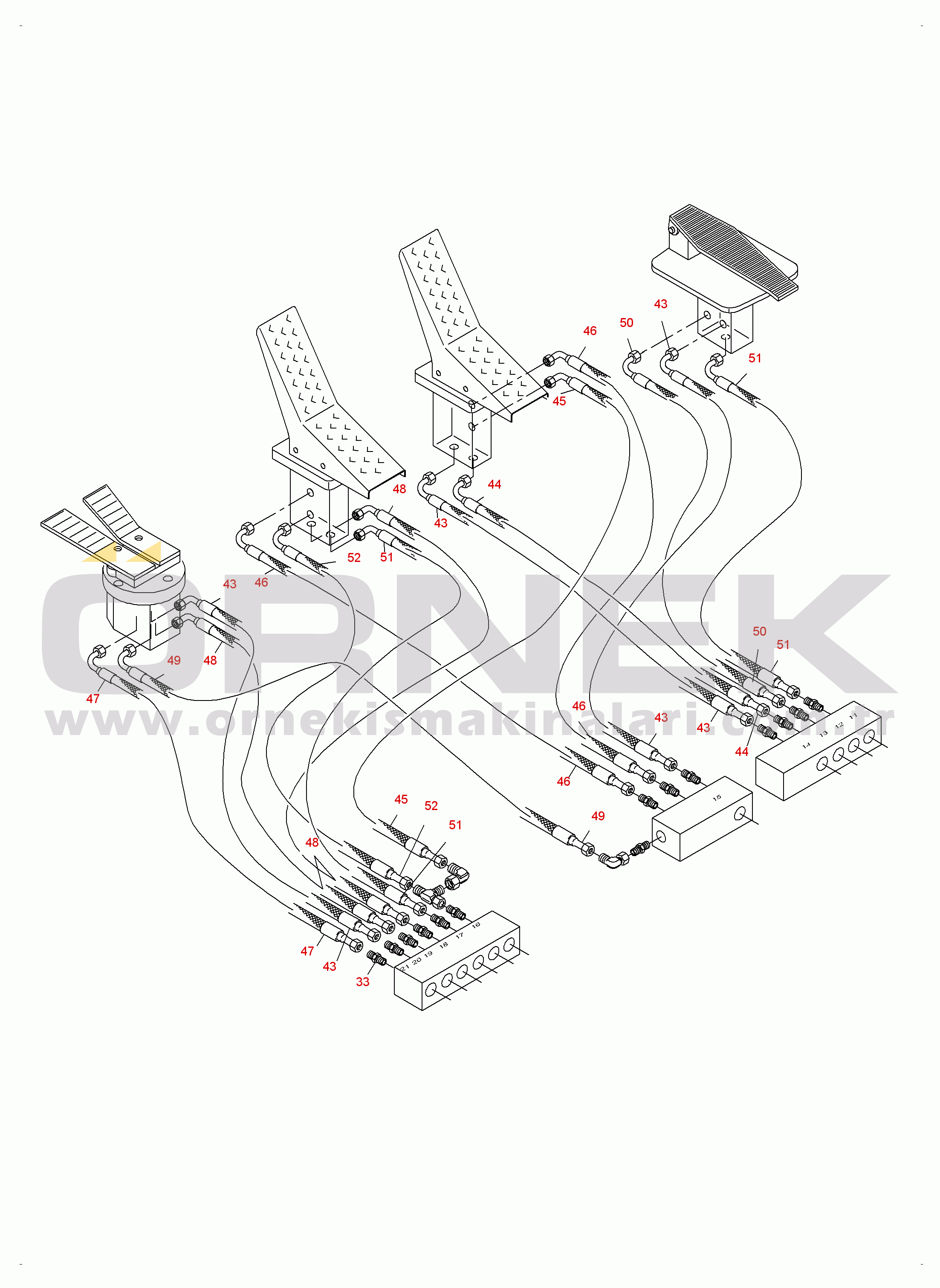 Komatsu PC3000-6 S/N 06287 Control Lines - Pilot control plate to pilot oil units (BBE)