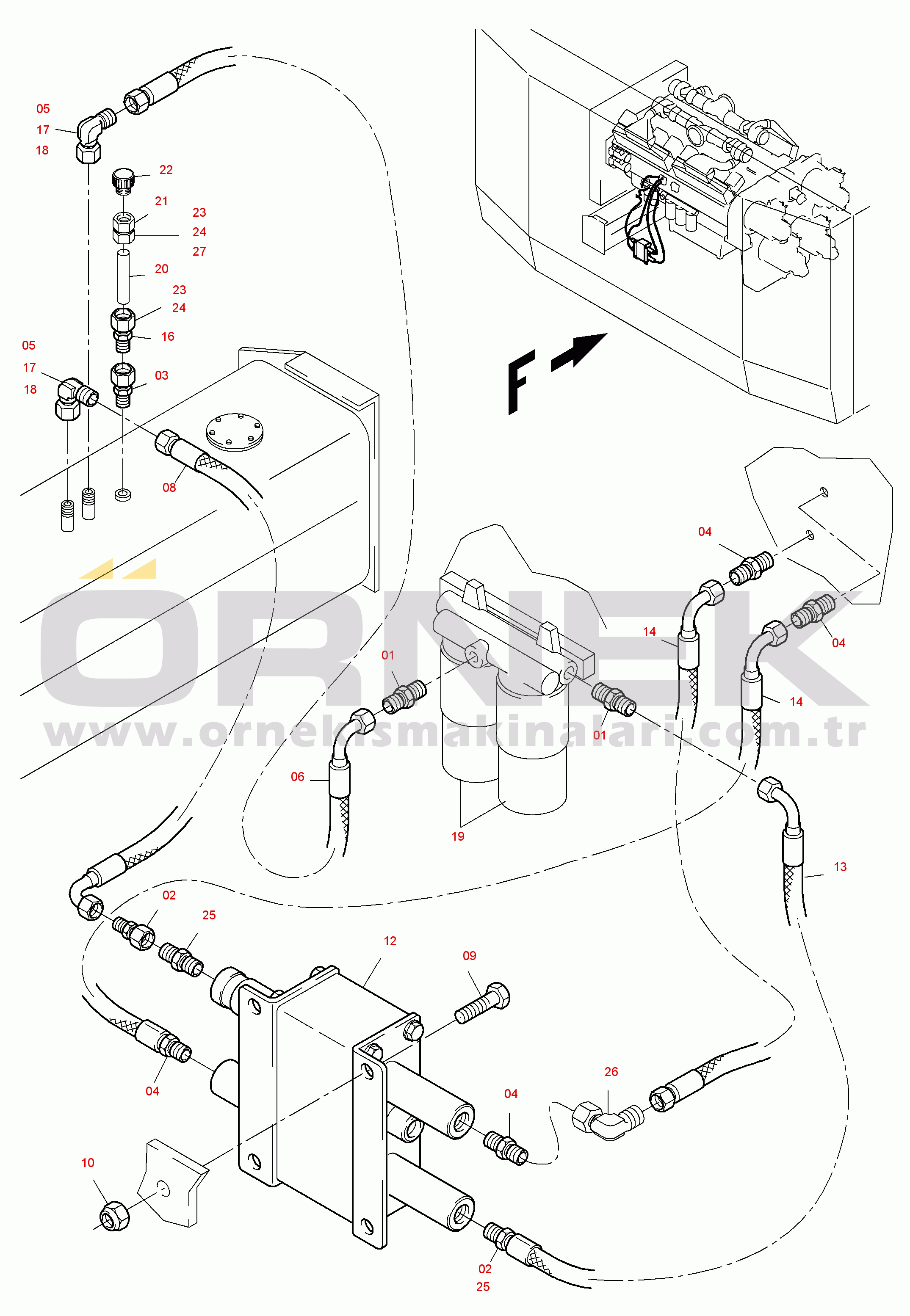 Komatsu PC4000-6 S/N 08219 Lines for Feed Pump - Engine Oil