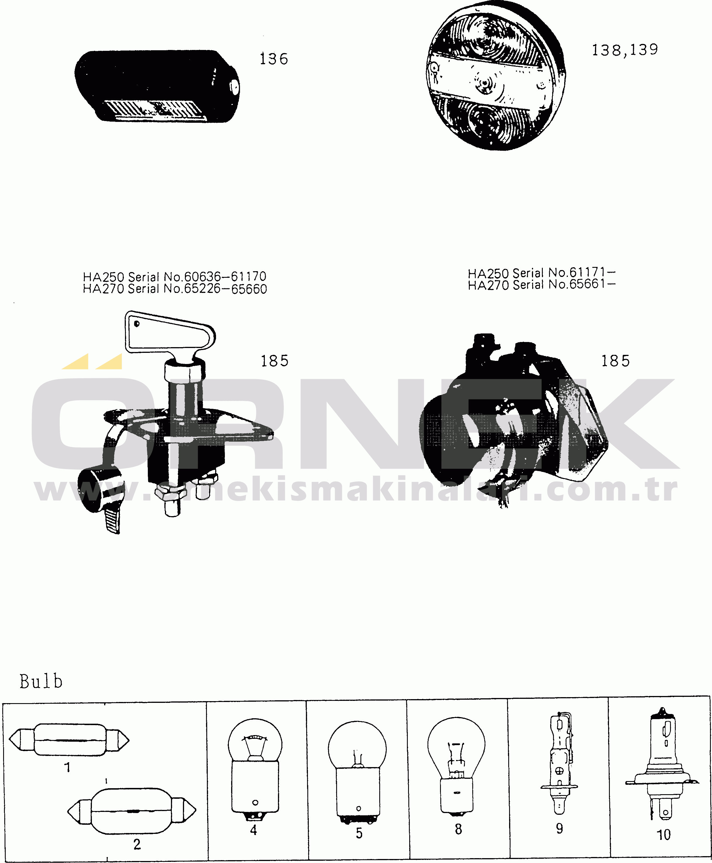 Komatsu HA270-1 S/N 65226-UP ELECTRICAL COMPONENTS(#65226-65830)