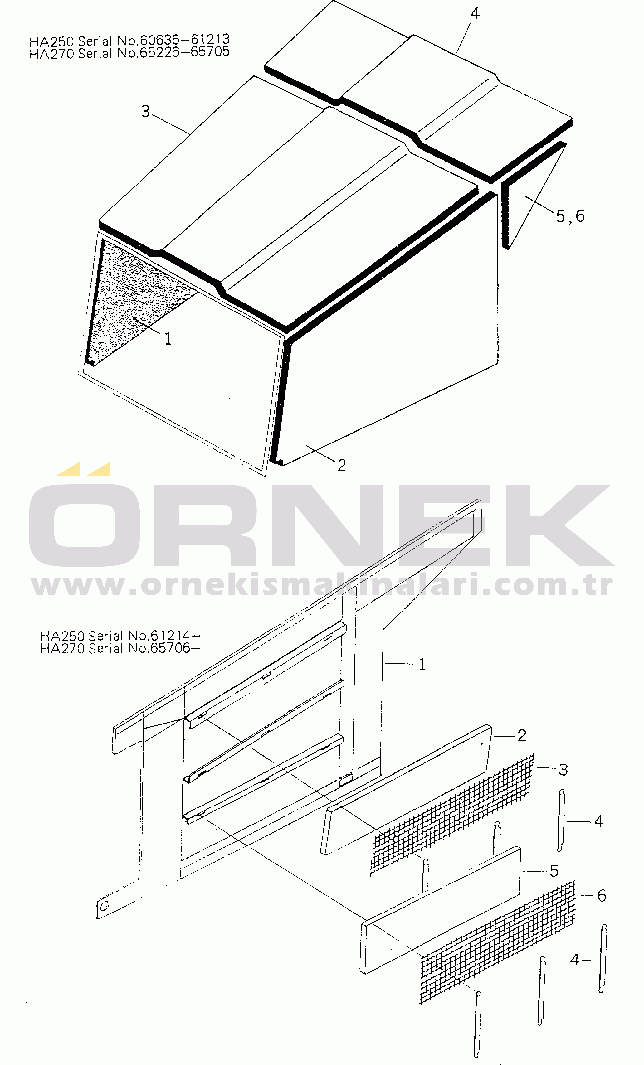 Komatsu HA270-1 S/N 65226-UP INSULATOR¤ ENGINE BONNET