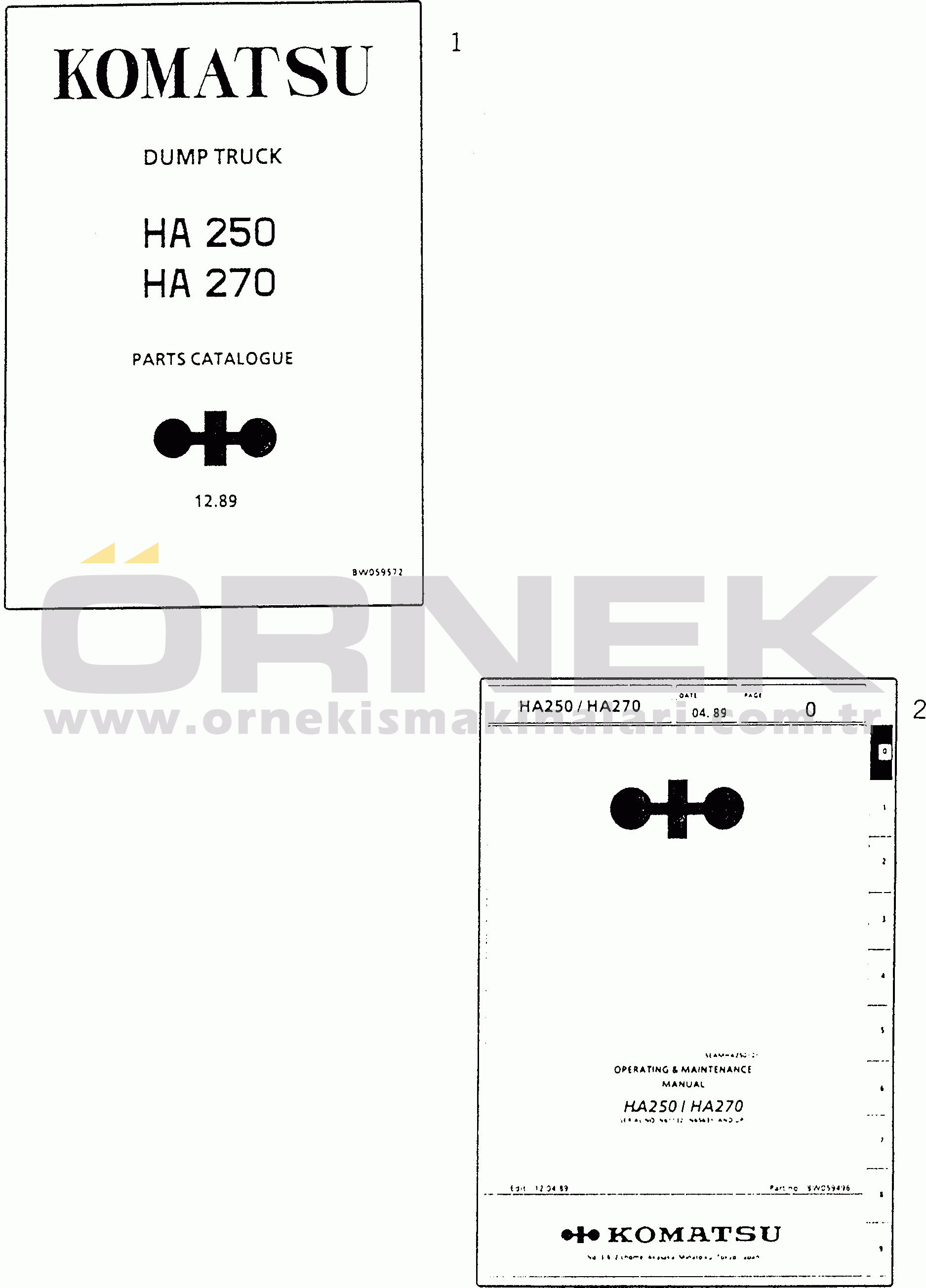 Komatsu HA270-1 S/N 65226-UP STANDARD EQUIPMENT