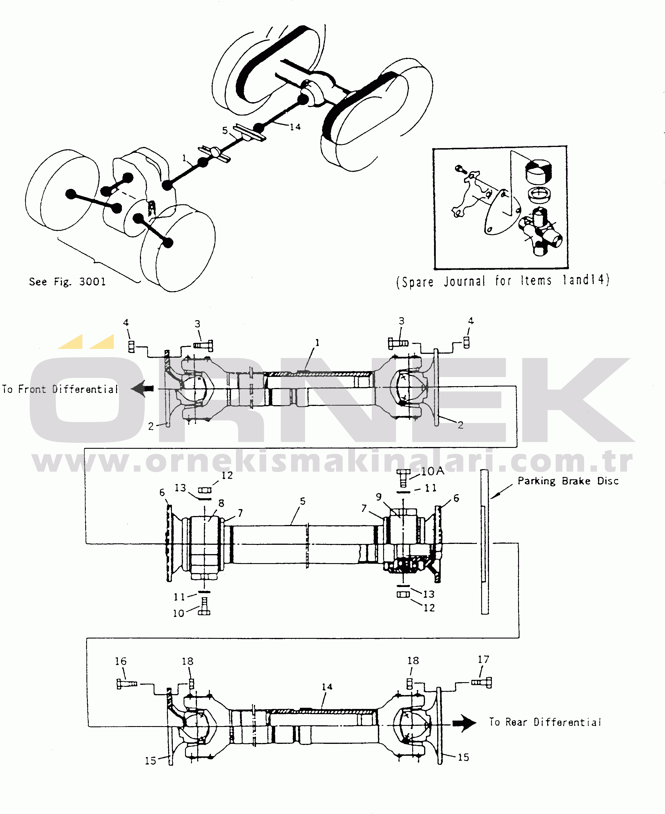 Komatsu HA270-3 S/N 313001-UP PROPELLER SHAFT¤ REAR CHASSIS