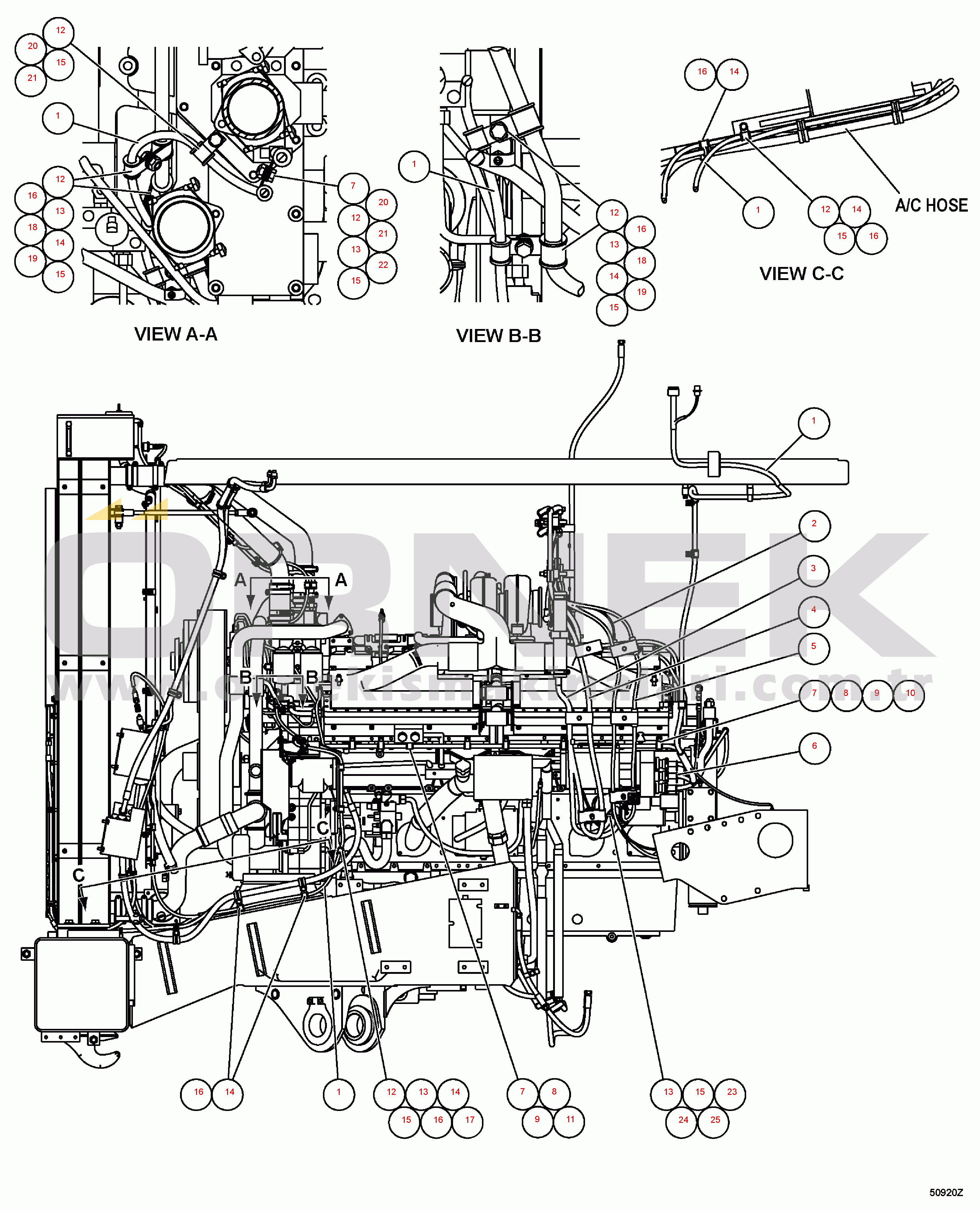 Komatsu HD1500-7 S/N 80001-80137 ENGINE WIRING - LEFT SIDE (1/2)(#80001-)