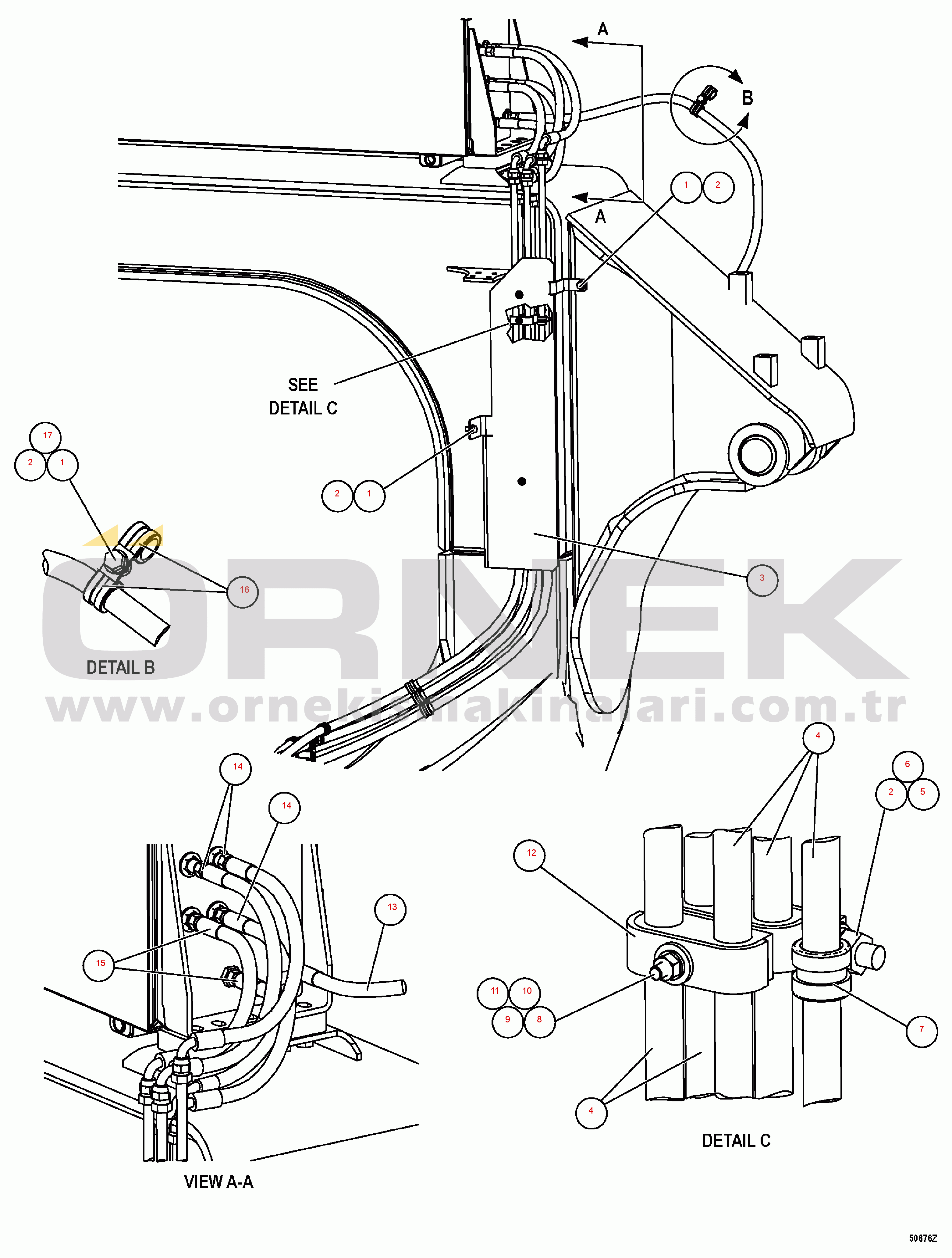 Komatsu HD1500-7 S/N 80001-80137 BRAKE PIPING - RH HOSE MOUNTING(#80001-)