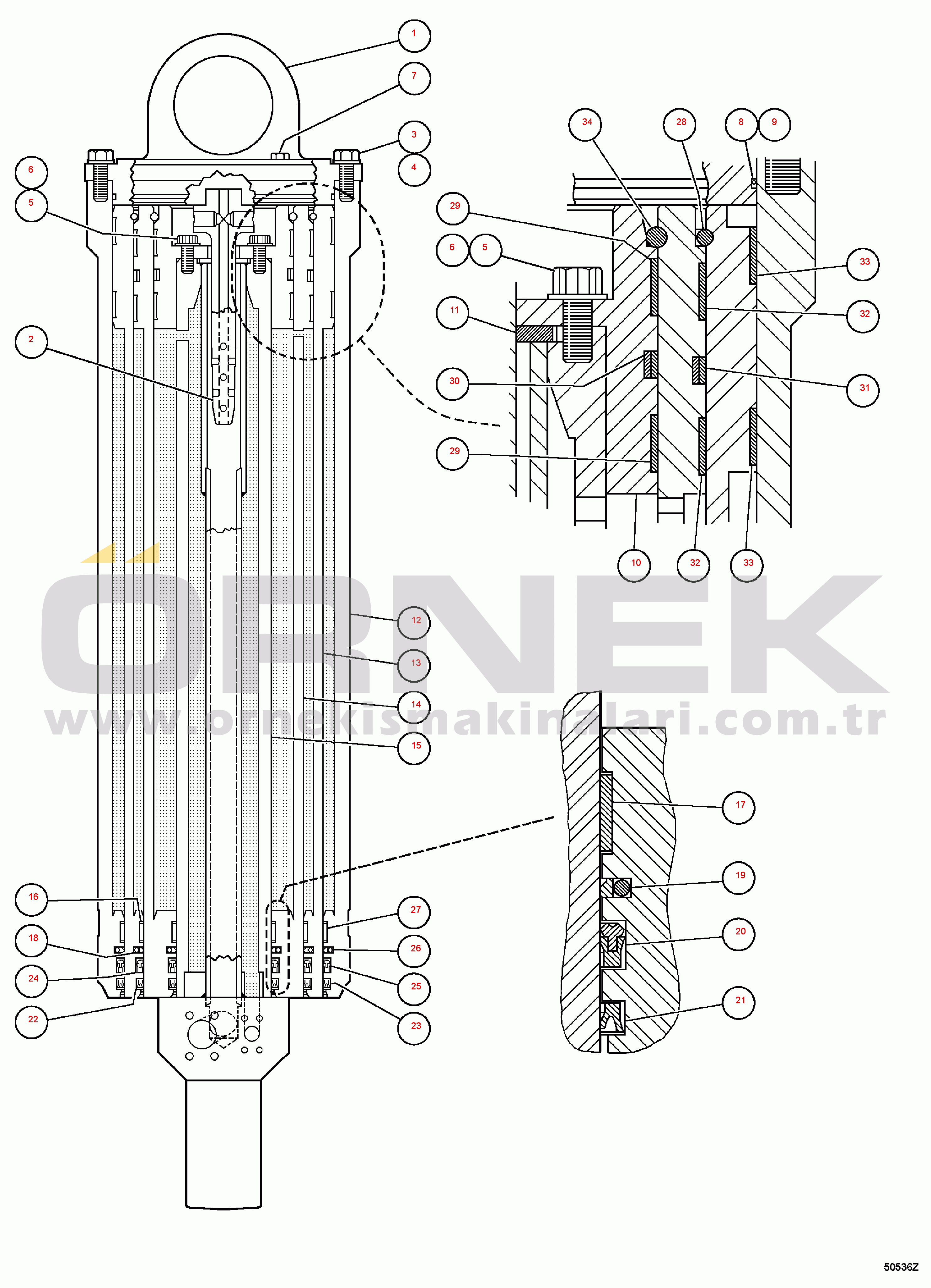 Komatsu HD1500-7 S/N 80001-80137 HOIST CYLINDER ASSENBLY (-40ЯC SPEC.)(#80001-)