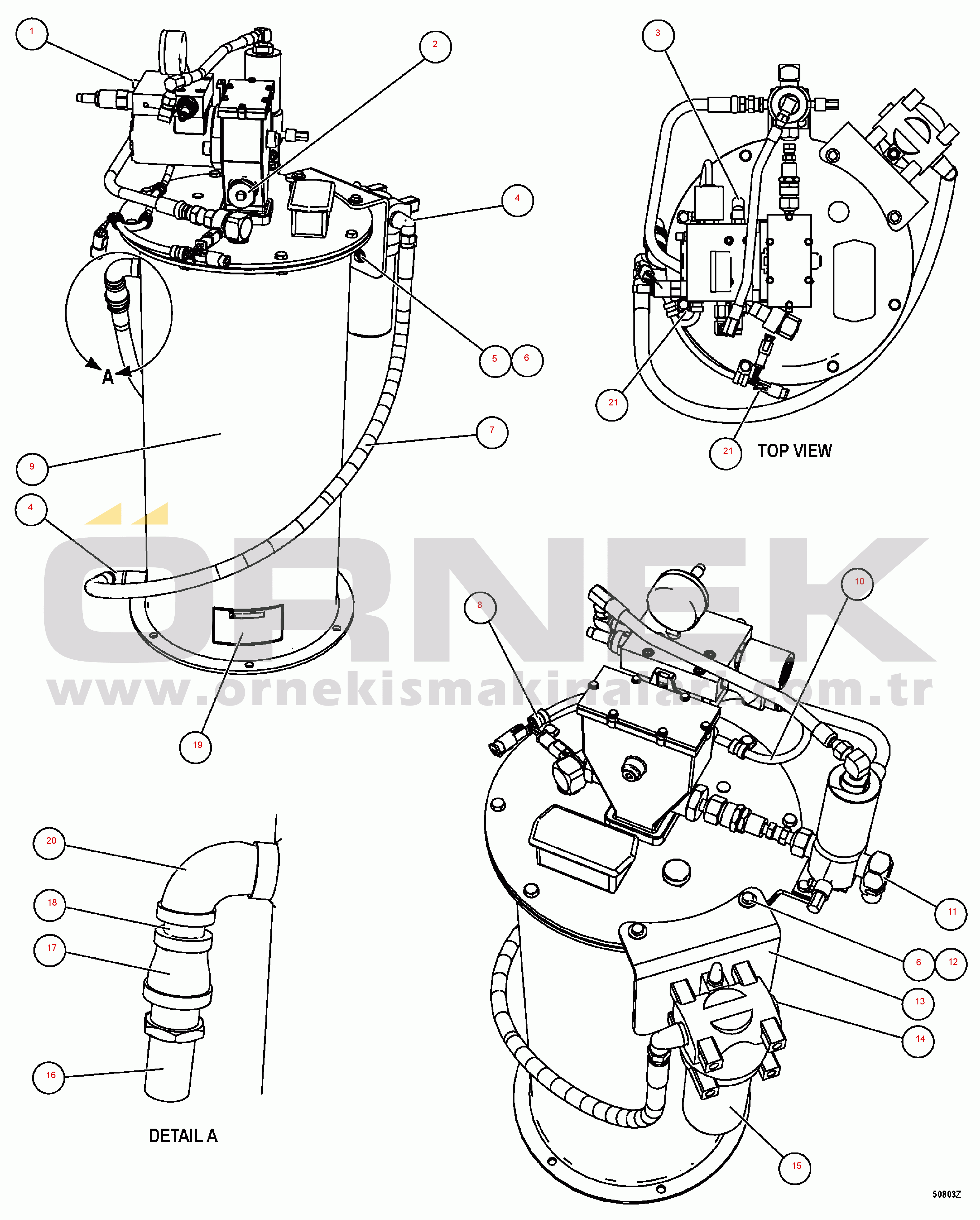 Komatsu HD1500-7 S/N 80001-80137 AUTOMATIC LUBRICATION - RESERVOIR AND PUMP(#80001-)