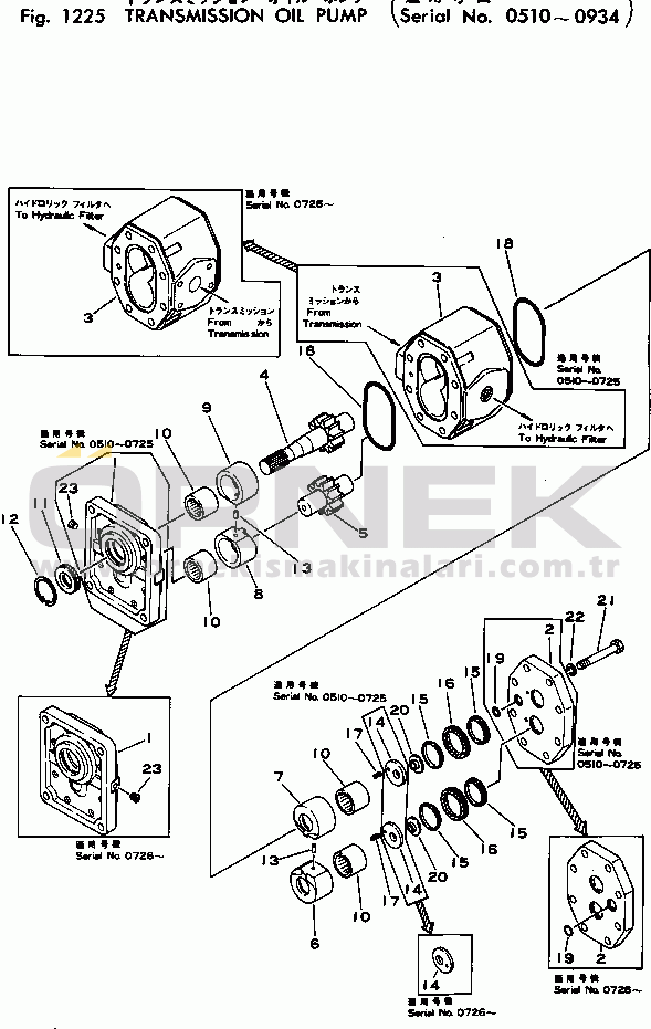 Komatsu HD180-4 S/N 510-UP TRANSMISSION OIL PUMP(#510-934)