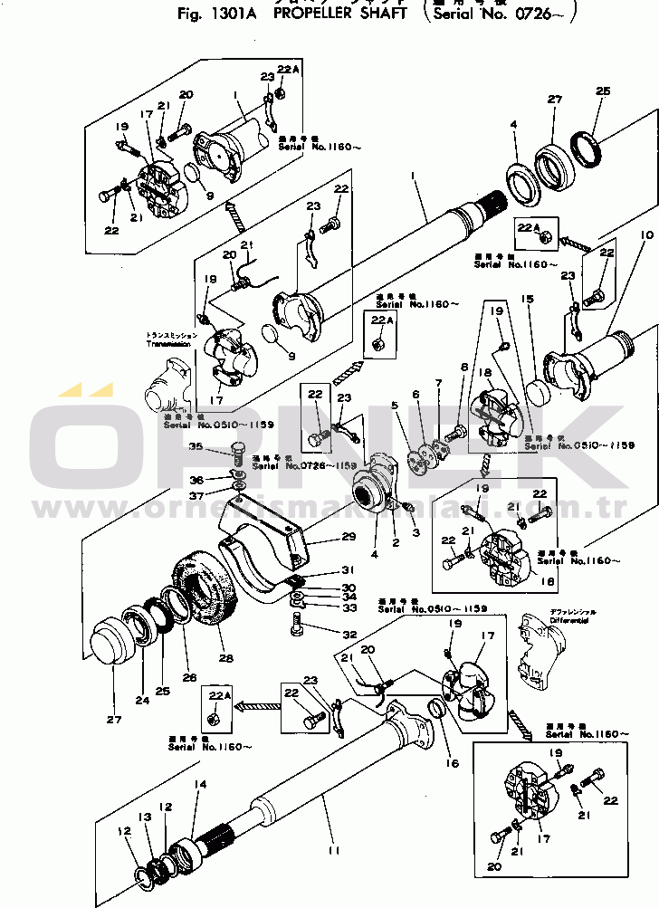 Komatsu HD180-4 S/N 510-UP PROPELLER SHAFT(#726-)