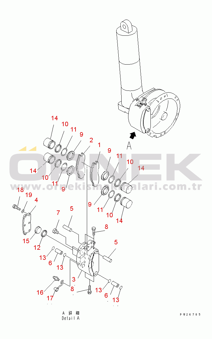 Komatsu HD255-5EO S/N 1001-UP FRONT AXLE (LEFT HAND) (2/6) (FRONT BRAKE ASSEMBLY)(#1312-)
