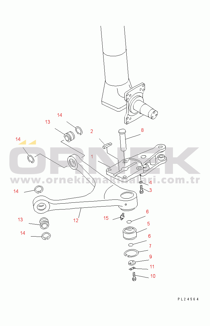 Komatsu HD255-5 S/N 1001-UP FRONT AXLE (LEFT HAND) (5/7) (ARM LEVER)(#1001-1311)