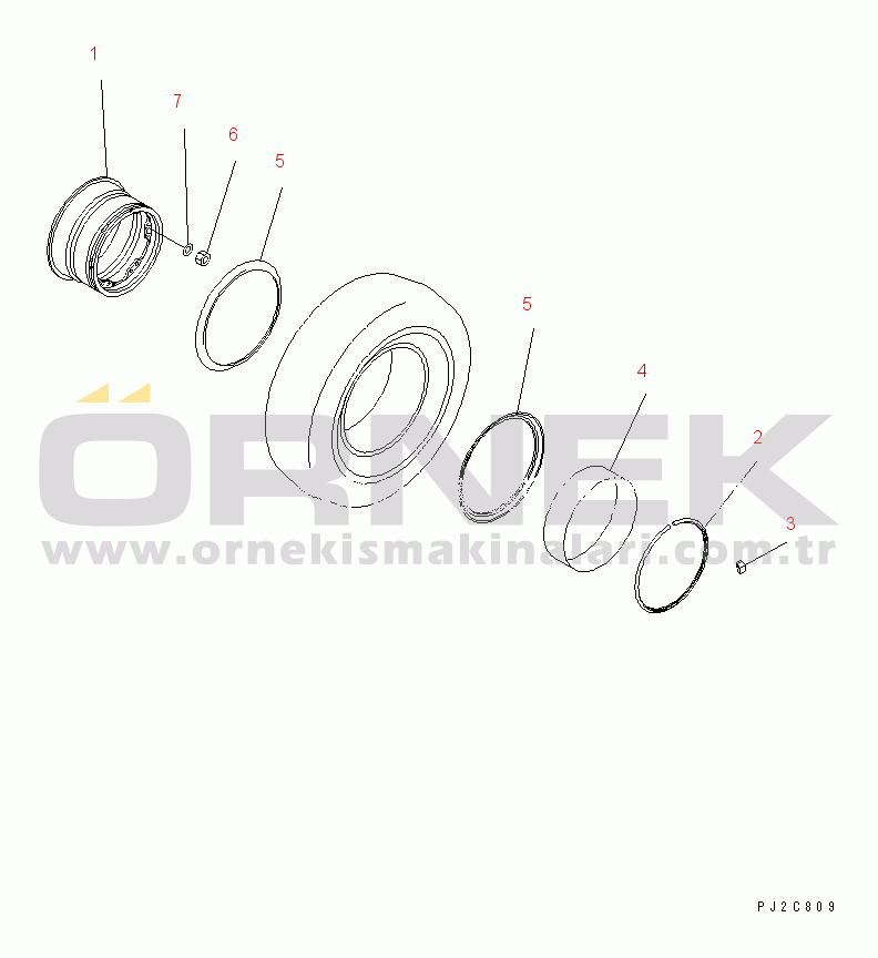 Komatsu HD255-5 S/N 1001-UP RIM (FOR FRONT WHEEL) (TUBE TYPE)(#1201-)