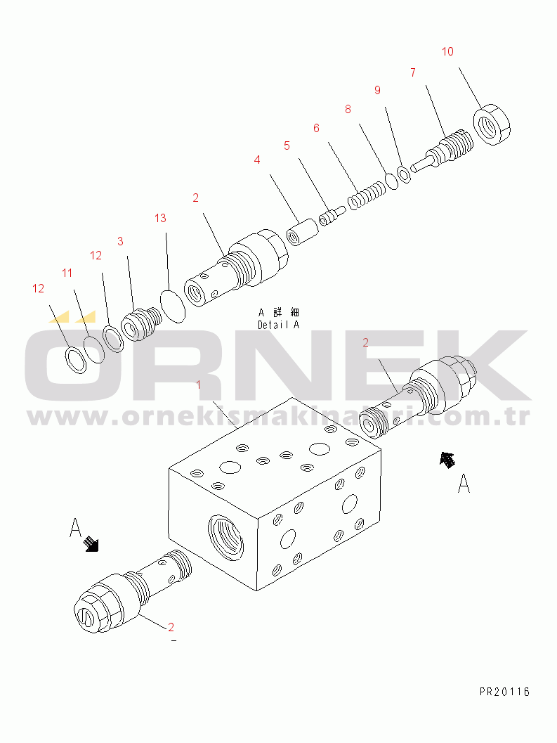Komatsu HD255-5 S/N 1001-UP CROSS OVER RELIEF VALVE(#1001-1600)