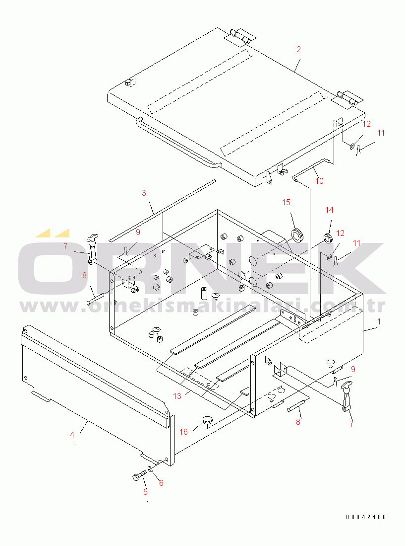 Komatsu HD325-7 S/N 7001-UP HOOD (BATTERY BOX) (WITH GAS SPRING)